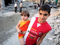 Children in the rubble.